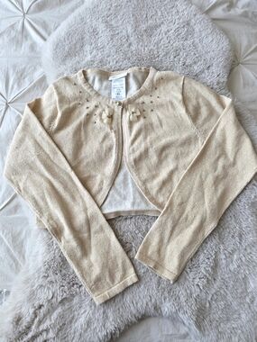Bonnie Jean girls gold sparkly cropped cardigan